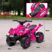 AIYAPLAY 6V Kids Electric Quad Bike w/ Music, Forward Function, for 2-6 Years, Pink(m-3)