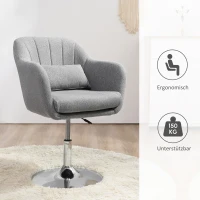 HOMCOM Arbeitshocker Drehhocker bis 136 kg, höhenverstellbar, leinenartiges Polyester, Stahl, Grau, 60 x 60 x 79-91 cm(m-7)