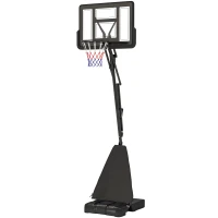 SPORTNOW Basketball Hoop Outdoor, Height Adjustable Basketball Hoop and Stand with Rebound System, Weighted Base, Portable on Wheels, 2.45-3.05m, for Teens, Juniors, Adults, Black(m-11)
