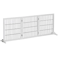 PawHut Absperrgitter für Hunde Schutzgitter Hundegitter mit Stützfüßen Treppengitter Hundeabsperrgitter Türschutzgitter für Kamin & Ofen, Kiefernholz Weiß 185 x 36 x 71 cm(m-14)