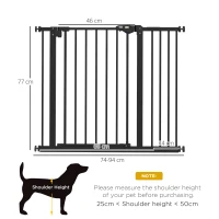 PawHut Adjustable Safety Gate w/ One Extensions, Four Adjustable Screws, Black(m-3)