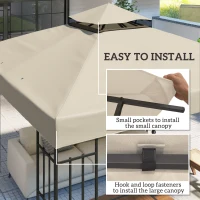 Outsunny invelis de inlocuire pentru Pergola de Gradina cu Doua Nivele si Orificii de Drenaj, 300x300 cm, Alb Crem(m-5)