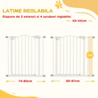 PawHut Poartă Extensibilă pentru Câini fără Șuruburi, Poartă de Siguranță Reglabilă, 94-100x94 cm, Alb(m-7)
