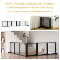 PawHut Absperrgitter für Hunde klappbar 432 x 36 x 70cm Kiefernholz Schwarz(m-4)