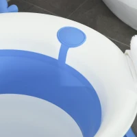HOMCOM Vaschetta Bagnetto Pieghevole per Bambini 0-3 Anni con Indicatore di Temperatura e Cuscino, 81.5x50.5x23.5 cm, Blu(m-10)