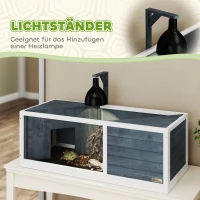 PawHut Schildpaddenverblijf met Opklapbare Bovendeel, Lampstandaard, Doorzichtige Voorplaat, 120 x 50 x 40 cm, Grijs(m-7)