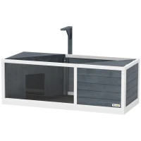 PawHut Schildpaddenverblijf met Opklapbare Bovendeel, Lampstandaard, Doorzichtige Voorplaat, 120 x 50 x 40 cm, Grijs(m-1)