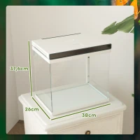 PawHut 26 Liter Aquarium met Filter, LED-verlichting, Waterpomp, voor diverse vissoorten, ong. 38 x 26 x 38 cm(m-3)