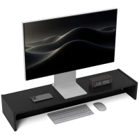 HOMCOM Suport pentru Monitor PC până la 16 kg cu 2 Compartimente de Depozitare, 100x27x15 cm, Negru(m-11)