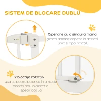 PawHut Poartă Extensibilă pentru Câini fără Șuruburi, Poartă de Siguranță Reglabilă, 94-100x94 cm, Alb(m-4)