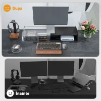 HOMCOM Suport pentru Monitor PC până la 16 kg cu 2 Compartimente de Depozitare, 100x27x15 cm, Negru(m-6)