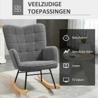 HOMCOM Schommelstoel babykamer, retro design massief hout Donkergrijs(m-4)