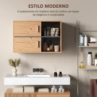 HOMCOM Móvel Auxiliar Casa de Banho Móvel para Casa de Banho de Parede com Compartimentos Abertos e 2 Portas 80x35x57,5 cm Madeira(m-6)
