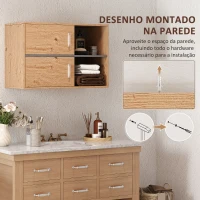 HOMCOM Móvel Auxiliar Casa de Banho Móvel para Casa de Banho de Parede com Compartimentos Abertos e 2 Portas 80x35x57,5 cm Madeira(m-4)