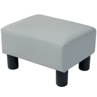 HOMCOM PU Leather Footstool with 4 Plastic Legs, Grey(m-11)