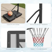 SPORTNOW Tabela de Basquetebol com Altura Ajustável 230-305 cm para Piscina com Rodas e Base Preenchível 110x75x195-370 cm Preto(m-7)
