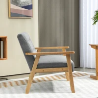 HOMCOM Sofá 2 Lugares Estofado em Linho com Apoio para os Braços de Madeira Encosto Acolchoado 114x75x76 cm Cinza Claro(m-7)