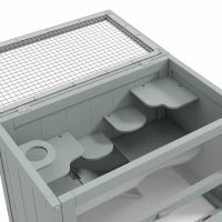 PawHut Gaiola de Madeira para Hamsters Gaiola para Roedores Gaiola para Pequenos Animais com 2 Níveis 60x35x42 cm Cinza(m-7)