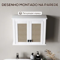 HOMCOM Armário de Parede para Casa de Banho com 2 Portas de Vime PE Prateleira Ajustável 60x19,5x49,4 cm Branco(m-5)