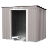 Outsunny Abrigo de Jardim 213x130x172 cm Abrigo de Exterior de Aço Galvanizado com Porta Corredeira para Armazenamento Cinza Claro(m-11)