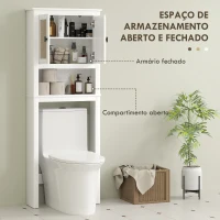HOMCOM Móvel sobre Sanita Armário sobre Sanita com 2 Portas com Frente em Vime Compartimento e Prateleira Ajustável 60x19,5x160 cm Branco(m-4)