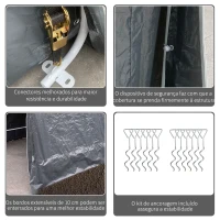 Outsunny Abrigo de Exterior para Ferramentas Bicicleta 2,8x2,4x2,4 m Abrigo de Armazenamento com 2 Portas com Fecho de Correr Anti-UV Cinza(m-5)