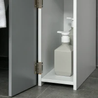 kleankin Coluna Casa de Banho com 2 Portas e 2 Prateleiras Abertas Estilo Moderno 15,2x29,8x118cm Branco e Cinza(m-9)
