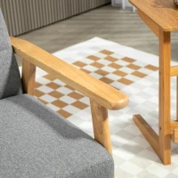 HOMCOM Poltrona Sala de Estar Estofada em Linho com Apoio para os Braços e Estrutura de Madeira de Borracha 64x75x76 cm Cinza Claro(m-8)