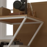 HOMCOM Conjunto de 2 Mesas Cabeceira Mesas Auxiliares em Forma de Z com Gaveta e Compartimento 40x35x50 cm Madeira e Branco(m-9)