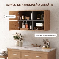 HOMCOM Móvel Auxiliar Casa de Banho Móvel para Casa de Banho de Parede com Compartimentos Abertos e 2 Portas 80x35x57,5 cm Madeira(m-5)