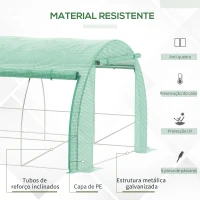 Outsunny Estufa de Túnel de Jardim 397x300x200 cm com Porta Lateriais e Janelas Enroláveis Cobertura de PE 140g/m² e Metal Galvanizado Verde(m-4)