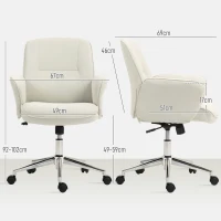 Vinsetto Bureaustoel, hoogte verstelbaar, ademende bekleding, kantelfunctie, tot 120 kg, Crèmewit(m-3)