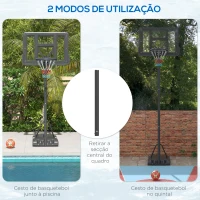 SPORTNOW Tabela de Basquetebol com Altura Ajustável 230-305 cm para Piscina com Rodas e Base Preenchível 110x75x195-370 cm Preto(m-4)