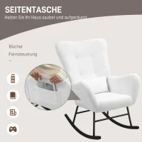 HOMCOM Schommelstoel met Zachte Bekleding, Lendenkussen, Antislip, tot 120 kg, Wit(m-6)