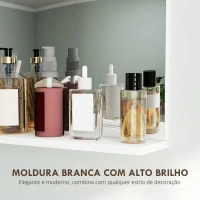 HOMCOM Espelho Casa de Banho de Parede com Prateleira Espelho para Entrada Corredor 50x12x60 cm Branco(m-6)