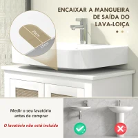 HOMCOM Móvel para Lavatório Pousar com 2 Portas de Vime PE 2 Prateleiras e Sistema Anti-Tombo para Casa de Banho 60x30x30 cm Branco(m-4)