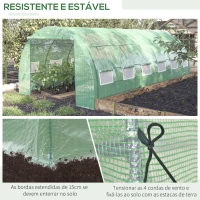 Outsunny Estufa de Túnel de Jardim 597x300x200 cm com Porta Lateriais e Janelas Enroláveis Cobertura de PE 140g/m² e Metal Galvanizado Verde(m-7)