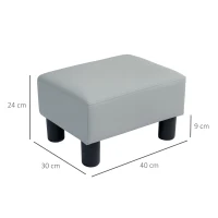 HOMCOM PU Leather Footstool with 4 Plastic Legs, Grey(m-3)