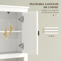 HOMCOM Móvel sobre Sanita Armário sobre Sanita com 2 Portas com Frente em Vime Compartimento e Prateleira Ajustável 60x19,5x160 cm Branco(m-5)