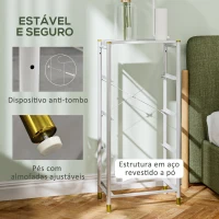 HOMCOM Cómoda para Dormitório Cómoda de Tecido com 4 Gavetas Dobráveis com Frentes de Couro PU 46x30x98 cm Branco(m-6)