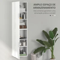 HOMCOM Coluna Casa de Banho de Parede Armário Alto Casa de Banho com Prateleiras Ajustáveis e 2 Portas  40x30x160 cm Branco(m-4)