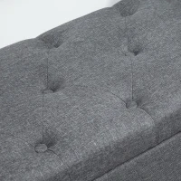 HOMCOM Bank mit Stauraumtruhe 2-in-1 Chesterfield-Design Gepolsterte Sitzfläche geschwungene Armlehnen Konische Beine aus Gummiholz Leinenoptik Grau(m-5)