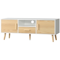HOMCOM TV-Möbel TV-Bank TV-Ständer für Fernseher bis zu 46 Zoll im skandinavischen Stil mit 1 Schublade, 2 Schränken, 1 Nische, 1 Kabeldurchlass - 120 x 37 x 45,5 cm