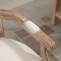 HOMCOM Chaise de Salle à Manger, Chaise de Cuisine, Décor de Clous, style maison de campagne française, Bois de caoutchouc, Blanc crème, 59 x 63,5 x 96cm(m-4)