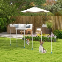 PawHut Slalomstangen Agility Training pour Chiens Ensemble d'Entraînement pour Chiens Incluant Sac de Rangement en Oxford 600D Facile à Transporter Matériau en Polyester Blanc+Bleu 305 x 60 x 94 cm(m-2)