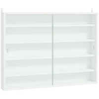 HOMCOM Wandvitrine für Sammlerstücke 5 höhenverstellbare Regale und 2 Schiebetüren 80 x 9,5 x 60 cm weiß(m-6)