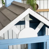 Outsunny Spielhaus für Kinder Blockhaus aus Holz mit Tür und Fenstern von 3 bis 7 Jahren Maße 151L x 112,5B x 142H cm blau(m-4)