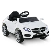 HOMCOM Elektroauto Mercedes Benz GLA für Kinder ab 3 Jahren mit Fernbedienung, MP3 USB, Lichtern und Geräuschen, öffnenden Türen, maximale Belastung 30 kg, Abmessungen 100 x 58 x 46 cm weiß(m-1)