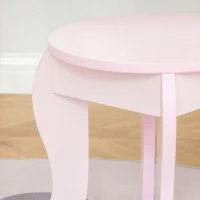 HOMCOM Kinder-Frisierkommode Mädchenhaftes Design mit Herzchenmotiven - Inkl. Hocker - Maße 60L x 36B x 88H cm - Schublade, Spiegel - MDF - Rosa(m-5)