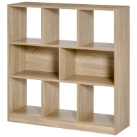 HOMCOM Étagère à Livres Étagère Standregal, 8 Compartiments, 97,5 x 30 x 100 cm, Aspect Chêne(m-1)